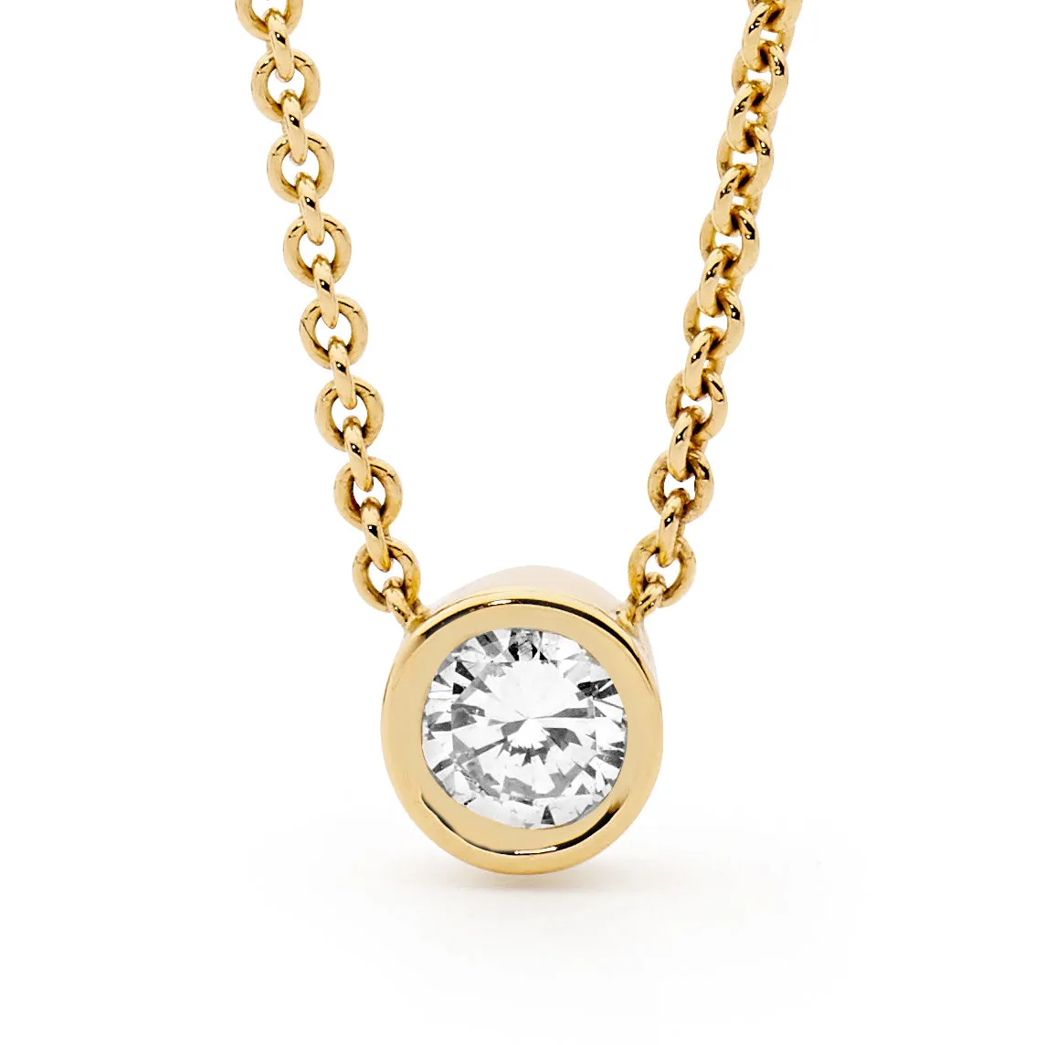 Yellow Gold Bezel Set Diamond Necklet